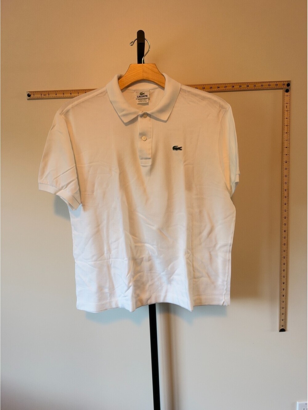 Mens Lacoste Polo T-Shirt Regula Fit Cotton Short Sleeve Shirt Size 7 XL (White)